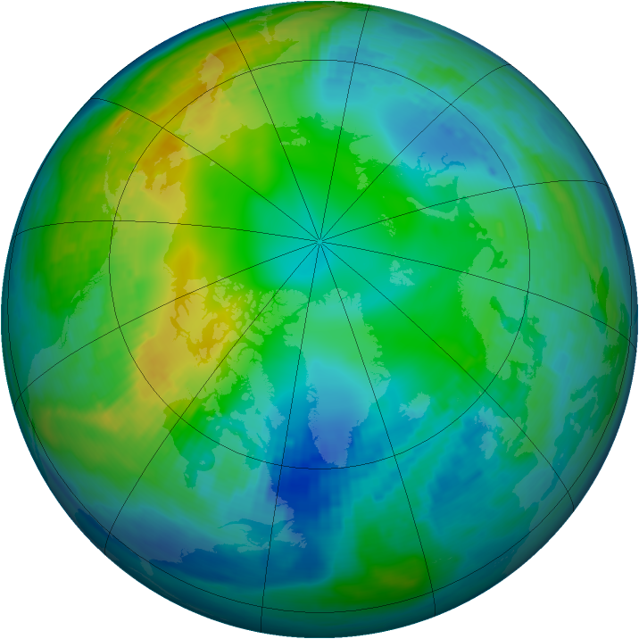 Arctic ozone map for 18 November 1988